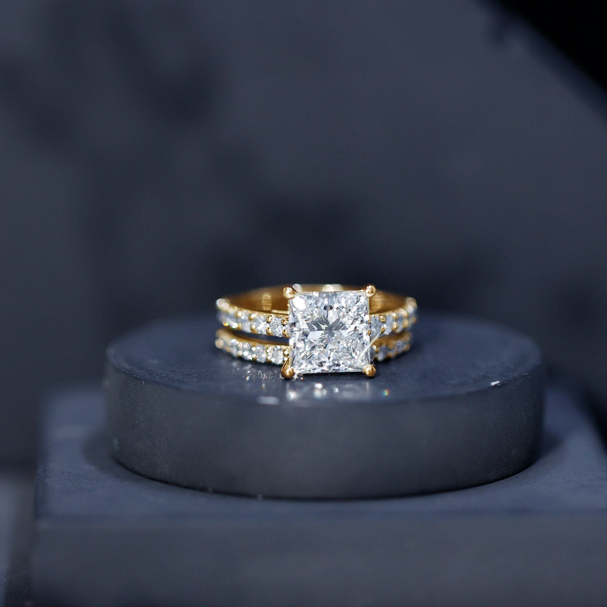 5 Carat IGI Certified Princess Cut Lab Diamond Engagement Ring with Band
