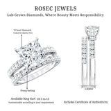 IGI Certified 3 Carat Princess Cut Lab Grown Diamond Wedding Ring Set