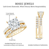IGI Certified 3 Carat Princess Cut Lab Grown Diamond Wedding Ring Set