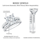 IGI Certified 4 Carat Princess Cut Lab Grown Diamond Engagement Ring With Wedding Band