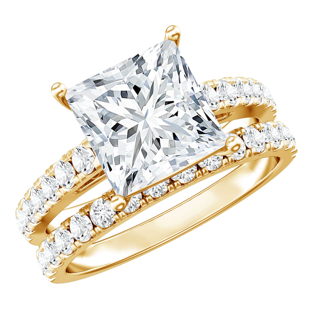 IGI Certified Huge 5 Carat Lab Grown Diamond Engagement Wedding Ring Set