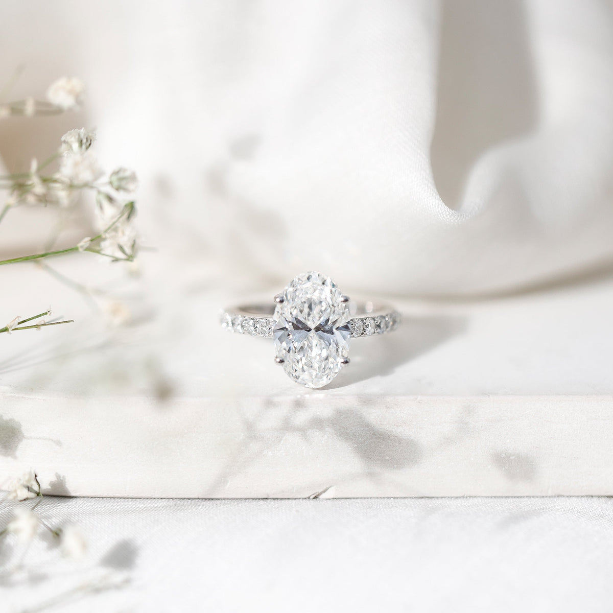 IGI Certified 4 Carat Oval Lab Grown Diamond Huge Engagement Ring