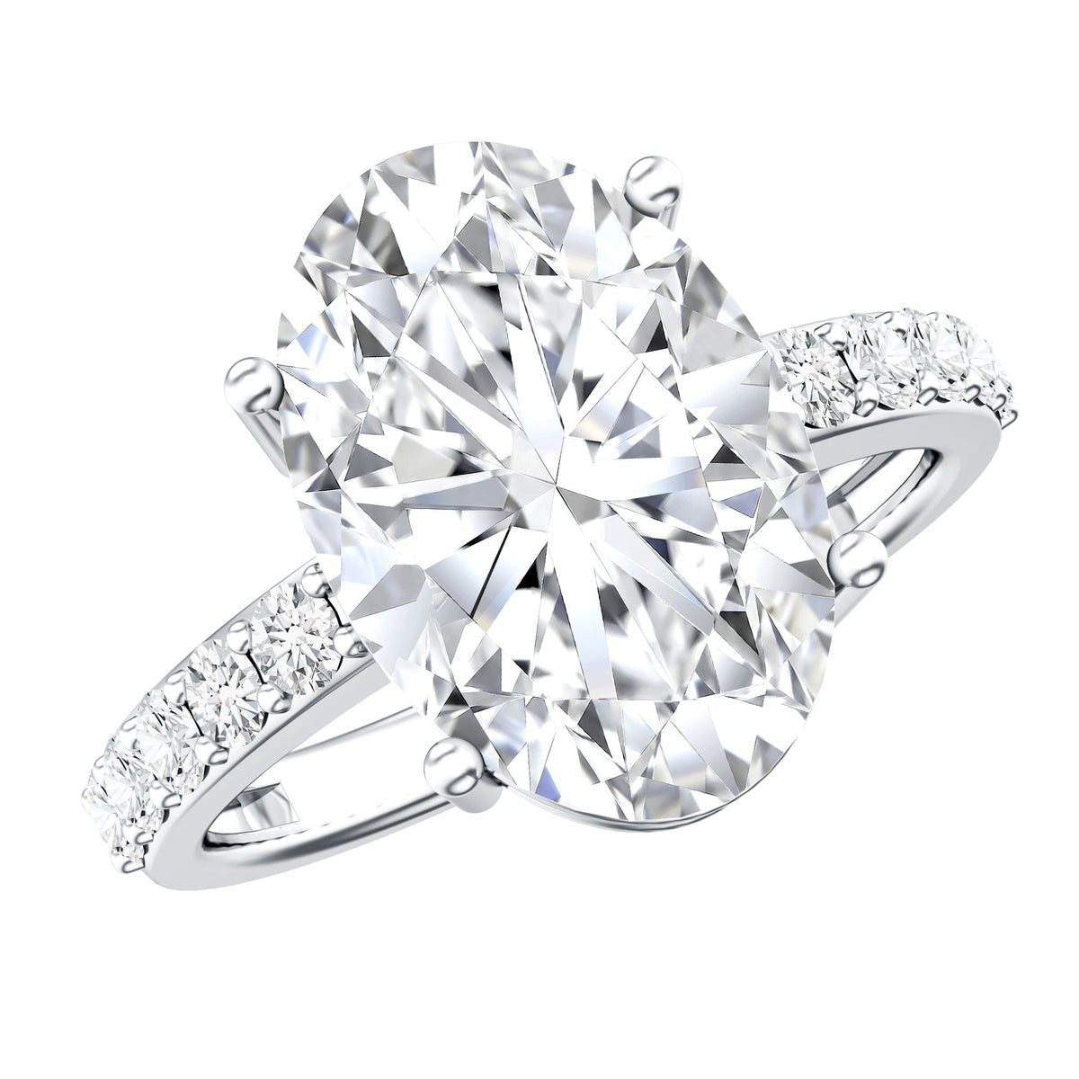5 Carat Big Lab Grown Diamond Oval Engagement Ring with IGI Certificate