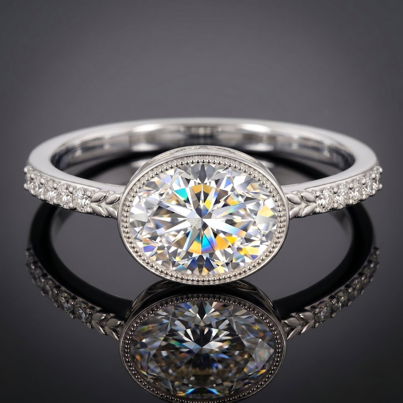 IGI Certified Lab Diamond Engagement Ring with 2 Carat Oval