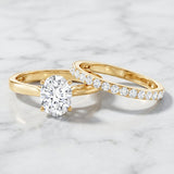 IGI Certified 2 Carat Oval Lab Grown Diamond Bridal Ring Set of 2