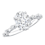 IGI Certified 2 Carat Lab Grown Diamond Oval Engagement Ring with Spaced Accent