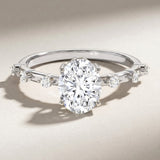 IGI Certified 2 Carat Lab Grown Diamond Oval Engagement Ring with Spaced Accent