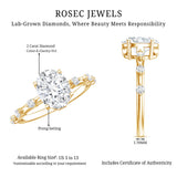 IGI Certified 2 Carat Lab Grown Diamond Oval Engagement Ring with Spaced Accent