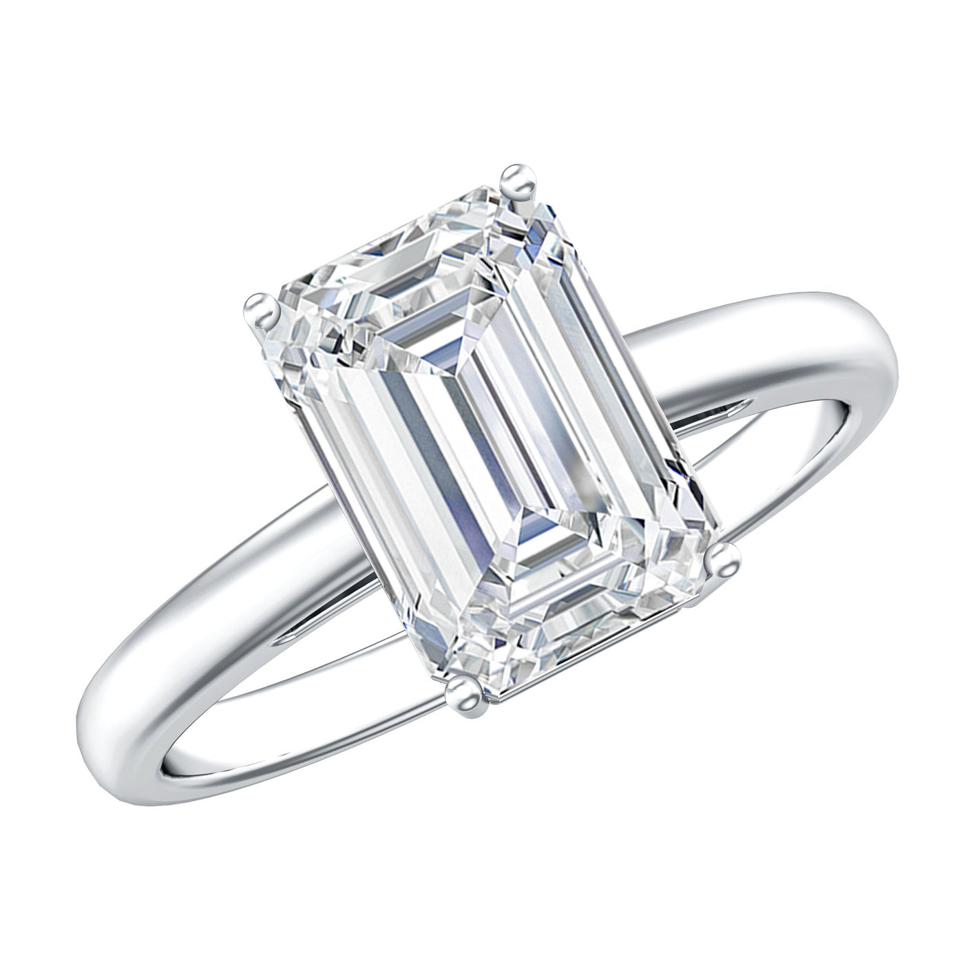 IGI Certified Emerald Cut Lab Grown Diamond 3 Carat Engagement Ring