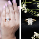 IGI Certified Emerald Cut Lab Grown Diamond 3 Carat Engagement Ring