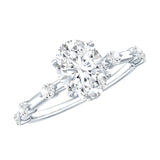IGI Certified 1 Carat Oval Lab Grown Diamond Engagement Ring with Spaced Accent