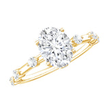 IGI Certified 1 Carat Oval Lab Grown Diamond Engagement Ring with Spaced Accent