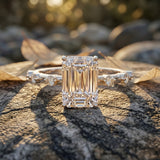 IGI Certified 3 Carat Emerald Cut Lab Grown Diamond Engagement Ring