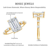 IGI Certified 3 Carat Emerald Cut Lab Grown Diamond Engagement Ring