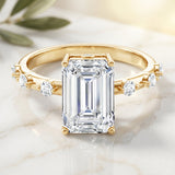 IGI Certified 4 Carat Lab Grown Emerald Cut Diamond Engagement Ring with Spaced Accent