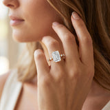 IGI Certified 4 Carat Lab Grown Emerald Cut Diamond Engagement Ring with Spaced Accent