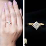 1 Carat Lab Created Diamond Princess Cut Engagement Ring IGI Certified