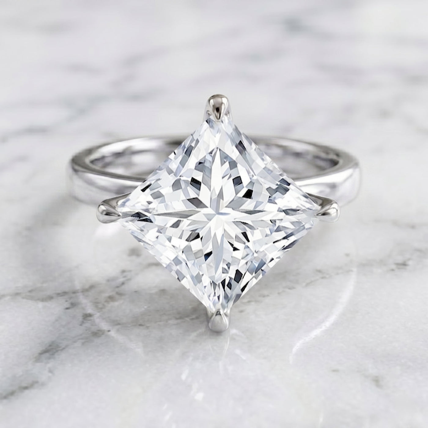 IGI Certified 4 Carat Princess Cut Lab Grown Diamond Engagement Ring