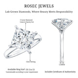 Solitaire 5 Carat Princess Cut Lab Grown Diamond Huge Engagement Ring with IGI Certificate