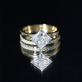 IGI Certified 2 Carat Lab Grown Diamond Princess Cut Bridal Ring Set for Her