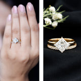 IGI Certified 2 Carat Lab Grown Diamond Princess Cut Bridal Ring Set for Her