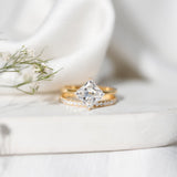 IGI Certified 2 Carat Lab Grown Diamond Princess Cut Bridal Ring Set for Her