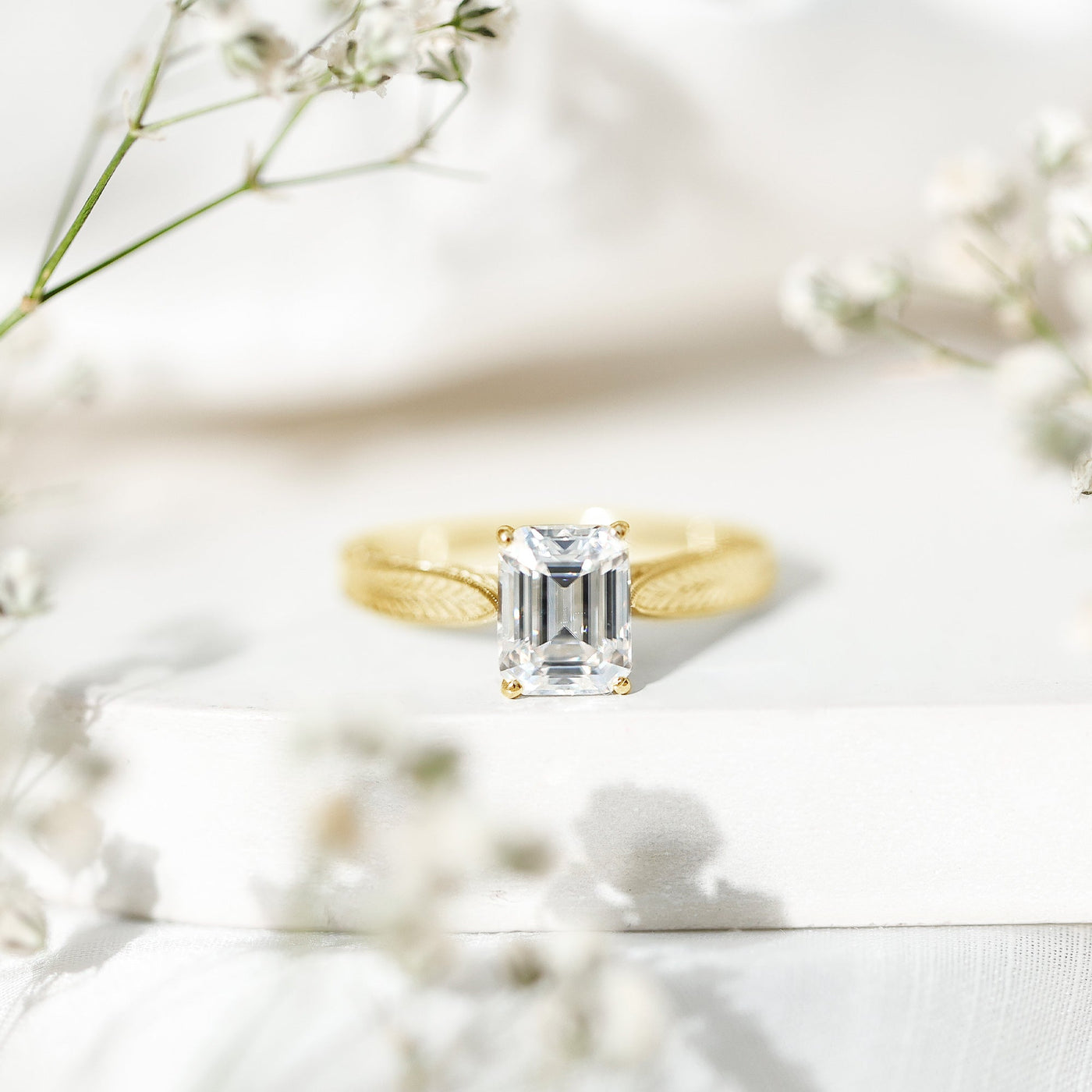 Ethically Sourced 3 Carat Lab Grown Diamond Emerald Cut Engagement Ring IGI Certified