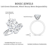 4 Carat Oval Shaped Lab Grown Diamond Huge Engagement Ring with IGI Certificate