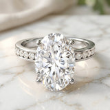 4 Carat Oval Shaped Lab Grown Diamond Huge Engagement Ring with IGI Certificate