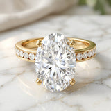4 Carat Oval Shaped Lab Grown Diamond Huge Engagement Ring with IGI Certificate