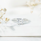 Solitaire 1 Carat Princess Cut Lab Grown Diamond Engagement Ring with IGI Certificate