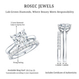IGI Certified 2 Carat Lab Grown Diamond Princess Cut Engagement Ring With Wedding Band