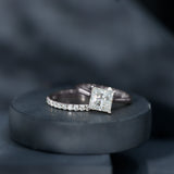 IGI Certified 3 Carat Lab Grown Diamond Princess Cut Wedding Ring Set for Women