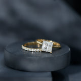 IGI Certified 3 Carat Lab Grown Diamond Princess Cut Wedding Ring Set for Women