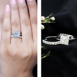 IGI Certified 4 Carat Princess Cut Lab Grown Diamond Solitaire Wedding Ring Set