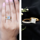 IGI Certified 4 Carat Princess Cut Lab Grown Diamond Solitaire Wedding Ring Set