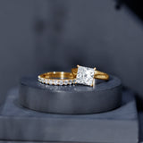 IGI Certified 4 Carat Princess Cut Lab Grown Diamond Solitaire Wedding Ring Set