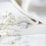 5 Carat Huge Lab Grown Diamond Princess Cut Engagement Ring Set with IGI Certificate
