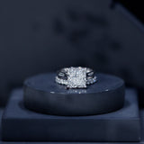5 Carat Huge Lab Grown Diamond Princess Cut Engagement Ring Set with IGI Certificate