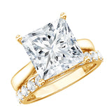 5 Carat Huge Lab Grown Diamond Princess Cut Engagement Ring Set with IGI Certificate