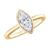 IGI Certified 1 Carat Marquise Lab Grown Diamond Engagement Ring in Bezel Setting
