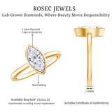 IGI Certified 1 Carat Marquise Lab Grown Diamond Engagement Ring in Bezel Setting