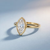 IGI Certified 1 Carat Marquise Lab Grown Diamond Engagement Ring in Bezel Setting