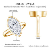 4 Carat Marquise Cut Lab Grown Diamond Bezel Engagement Ring with IGI Certificate