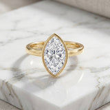 4 Carat Marquise Cut Lab Grown Diamond Bezel Engagement Ring with IGI Certificate