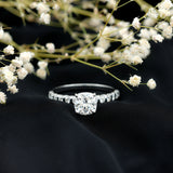 3 Carat IGI Certified Lab Grown Diamond Cushion Cut Engagement Ring with Side Stones