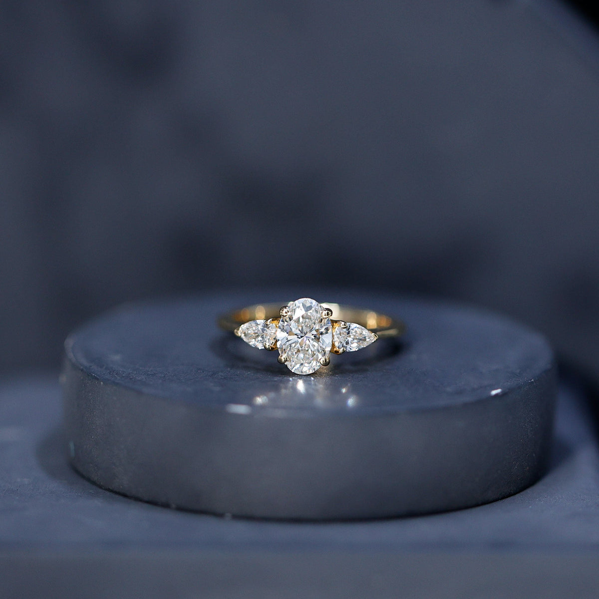 1 Carat Lab Grown Diamond Three Stone Engagement Ring with IGI Certificate