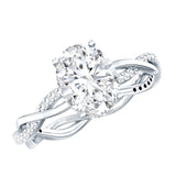 IGI Certified 2 Carat Lab Grown Diamond Oval Hidden Halo Engagement Ring with Braided Band