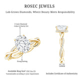 IGI Certified 2 Carat Lab Grown Diamond Oval Hidden Halo Engagement Ring with Braided Band