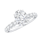 1 Carat Oval Cut Lab Grown Diamond Side Stone Engagement Ring IGI Certified